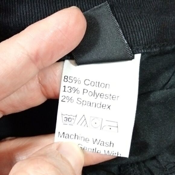 Shein black distressed front raw hem jeans stretchy sz Large EUC cotton‎ blend - Picture 10 of 12